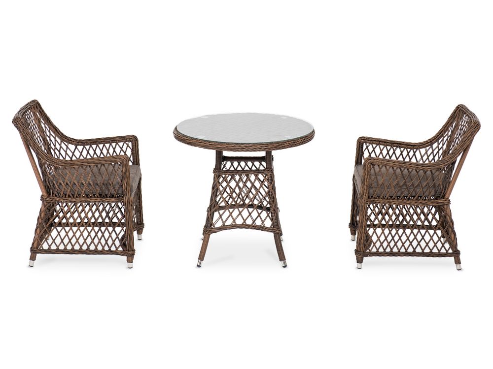 "Эспрессо-80 L" обеденная группа плетеная, цвет коричневый