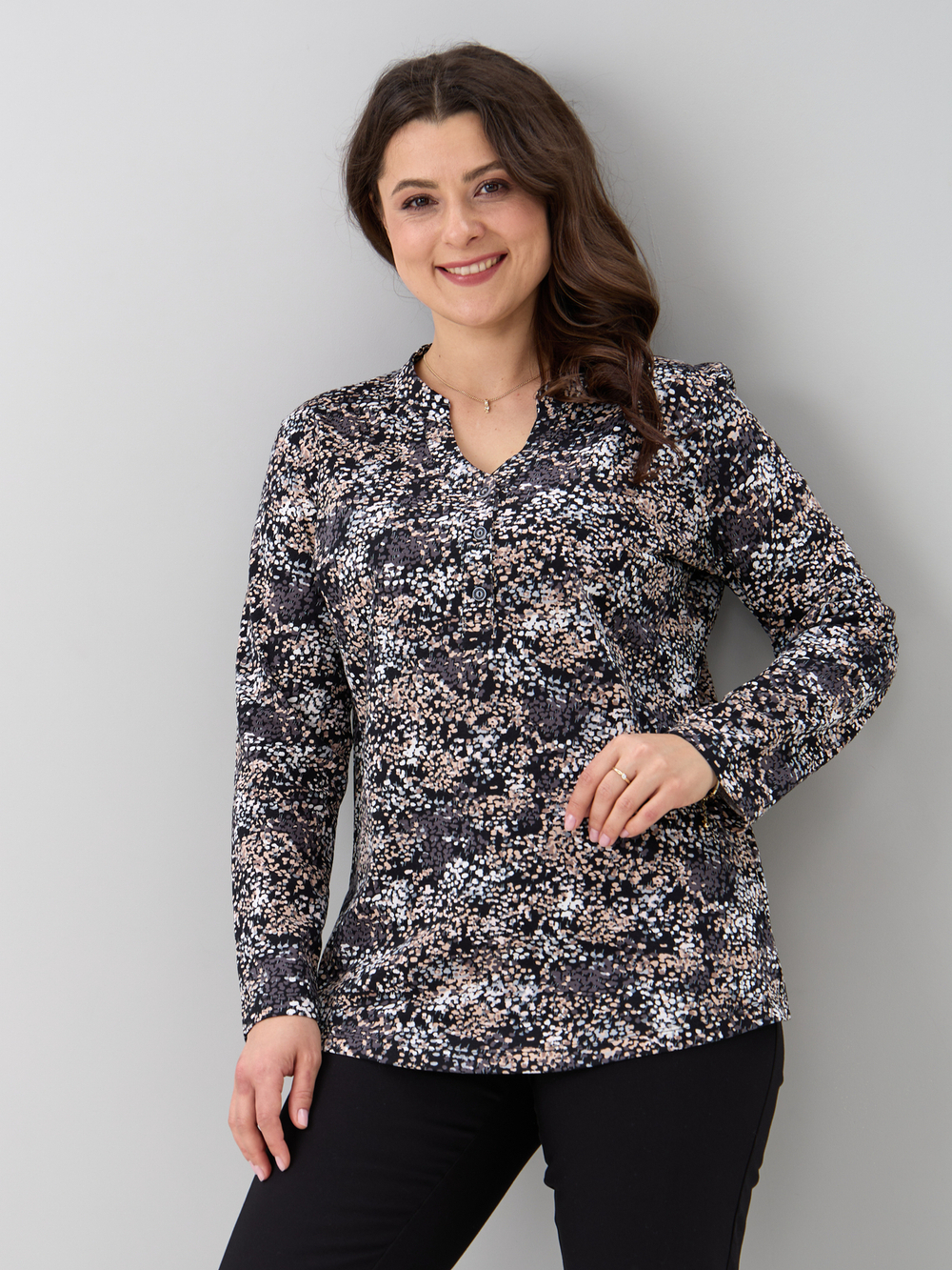 Блузка БЛ-22/черный-бежабстракция
