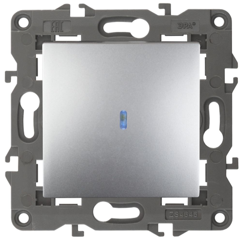 14-1102-03 ЭРА Выключатель с подсветкой, 10АХ-250В, IP20, Эра Elegance, алюминий