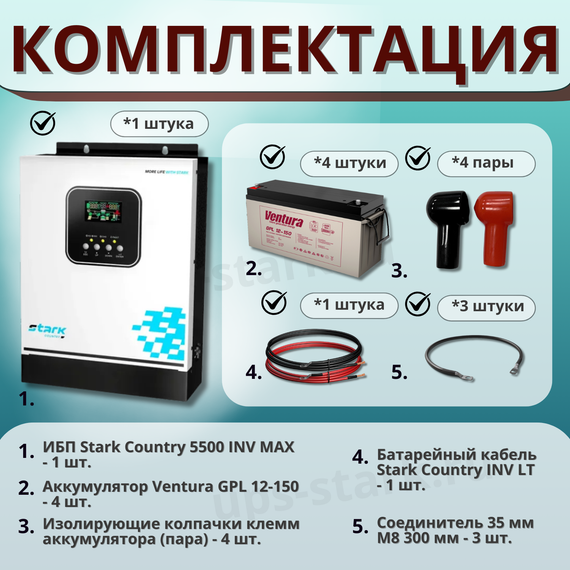 Комплект ИБП SC 5500 INV MAX + GPL 12-150 х 4 шт.