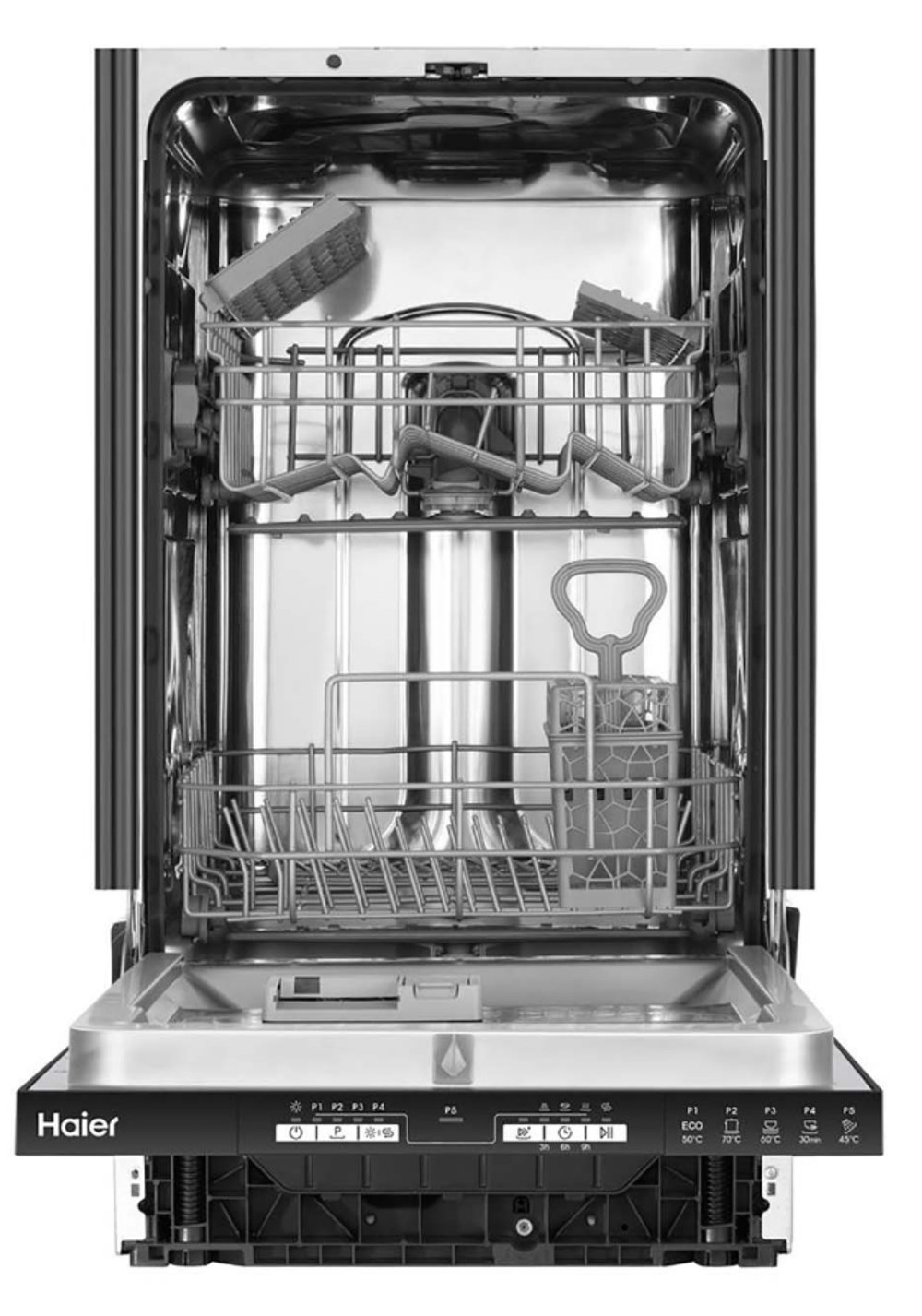 Встраиваемая посудомоечная машина Haier HDWE9-191RU, 9 компл, 9 л, 818x448x555, конденс сушка, серебристый
