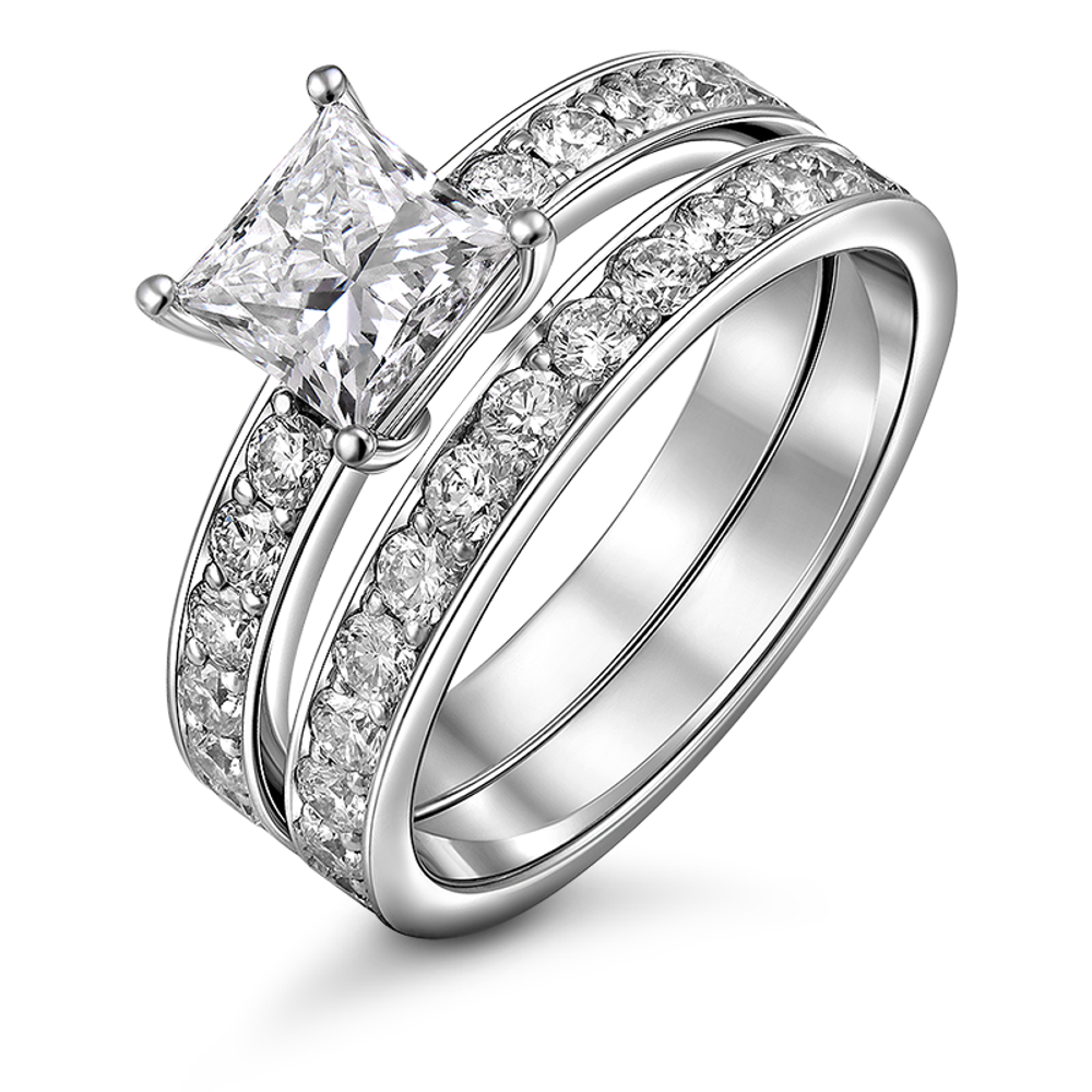 Кольцо двойное с выращенными бриллиантами 2,131 ct