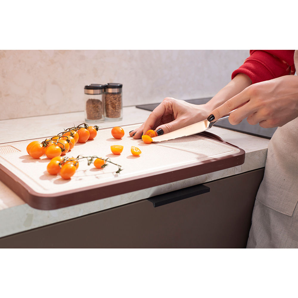 Доска разделочная двусторонняя из пшеничного волокна и черного дерева arlett, 44,5х30,5 см, сливовая