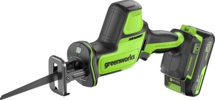 Пила сабельная аккумуляторная GREENWORKS GPT-CRS-25 24V, АКБ 2Ач и ЗУ 1200507CUA