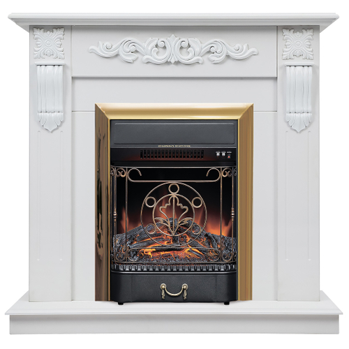 Каминокомплект Real Flame Dominica WT с очагом Majestic Lux Brass