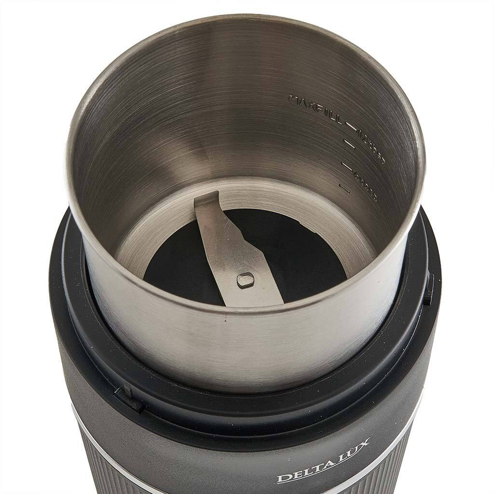 Кофемолка электрическая 300 Вт, 80 г, съемная чаша DELTA LUX DE-2203 черная