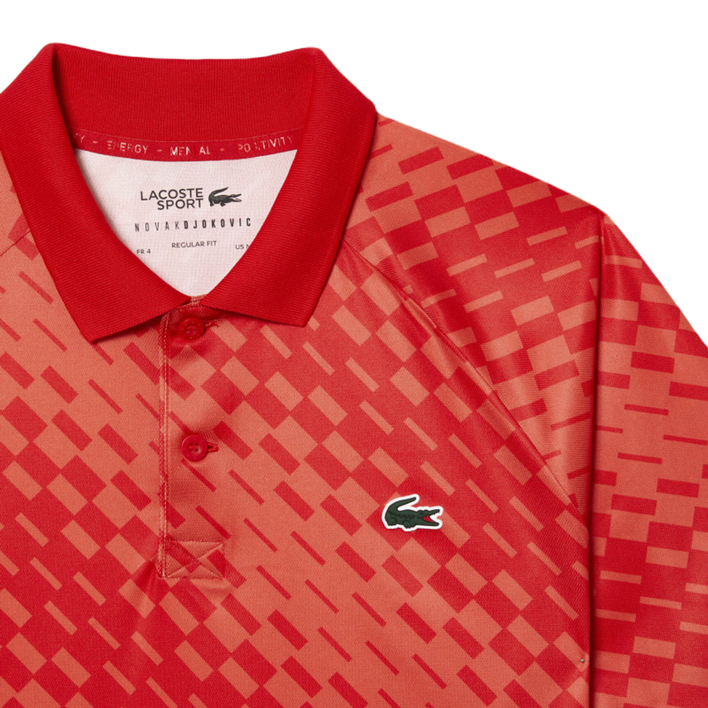 Мужское поло теннисное Lacoste Tennis x Novak Djokovic Printed Polo-Dry Technology - red/orange
