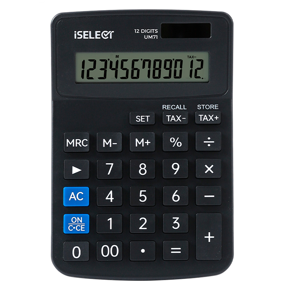 Калькулятор настольный i Select "М71" 12 разрядный, 152х103х30,9 мм, черный