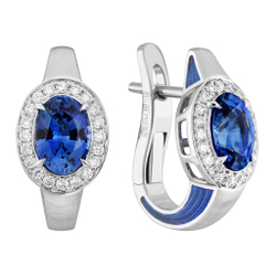 Серьги с Сапфиром и Бриллиантами, Е0143-001/2
