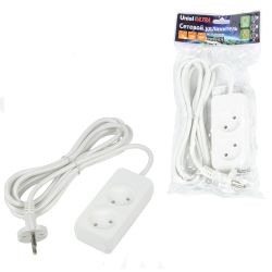 S-CU2-3 WHITE Удлинитель серии Ultra. шнур 3м.. 2 гнезда. 10A. б-з. Белый. TM Uniel