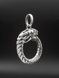Уроборос подвеска дракон из серебра 925 пробы