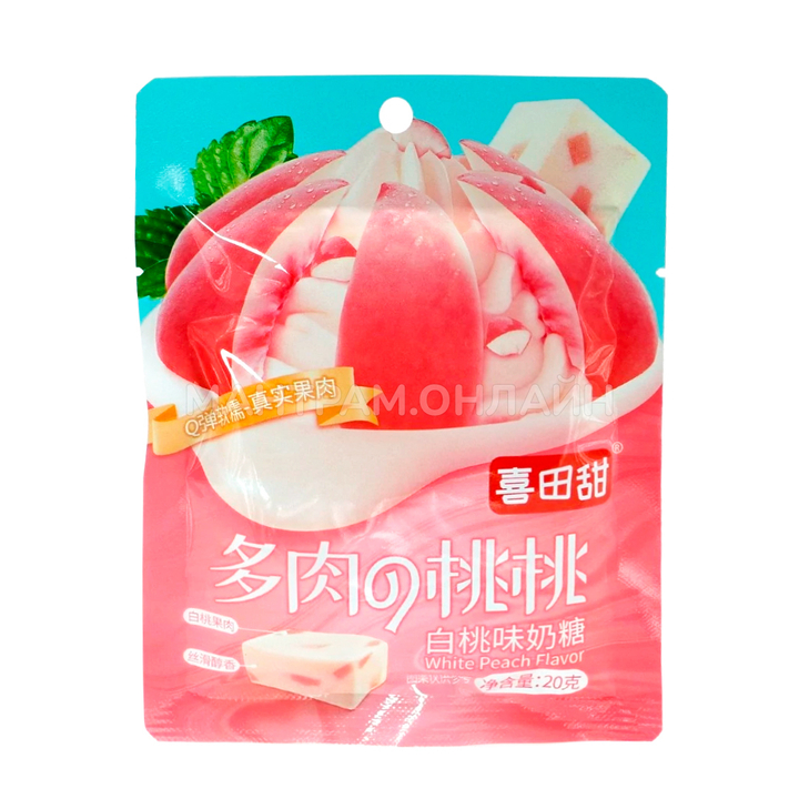Жевательные конфеты White Peach Flavor сливочные вкус белый персик 20 г