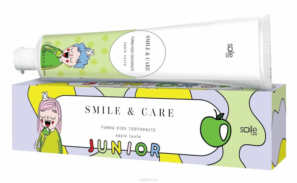 Зубная паста детская яблоко SMILE &amp; CARE JUNIOR Aplle, 30 ml