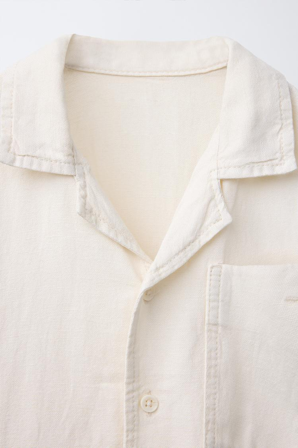 ZARA РУБАШКА ИЗ СМЕСОВОГО ЛЬНА, ЭКРЮ