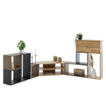 Тумба под телевизор угловая Эдгар 114х39.5х35 см деревянная с полками дизайнерская / Тумба под тв из массива дуба, черный дуб