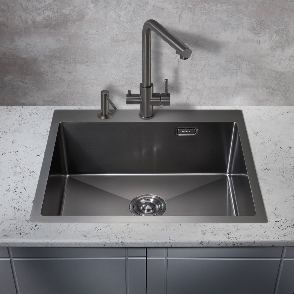 Мойка для кухни MILACIO Denia 59 Steel MC.77499 сталь воронёная