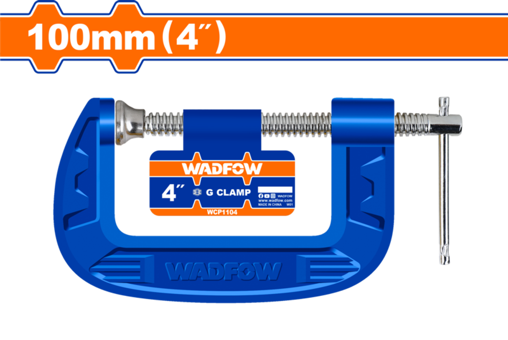Струбцна G-образная 100 мм (6/36) WADFOW WCP1104
