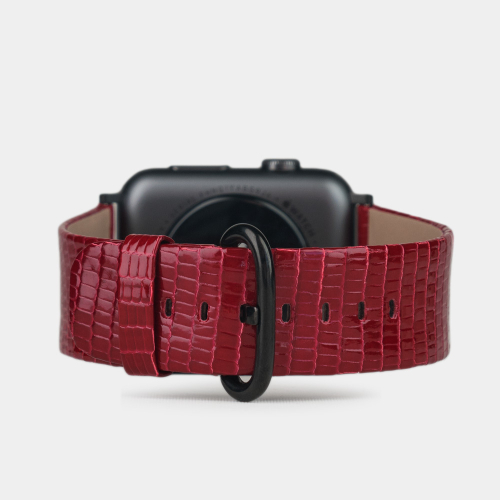 Ремешок для Apple Watch 40/41/42 mm из кожи ящерицы, красного цвета