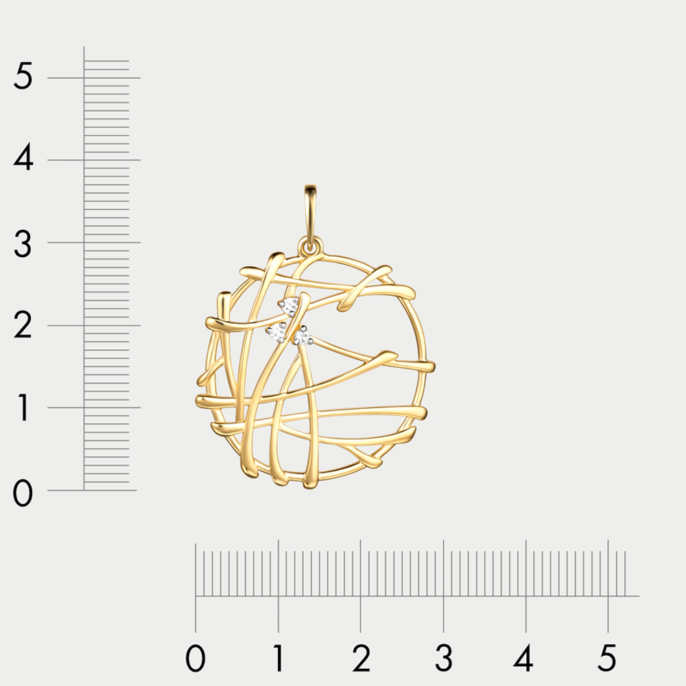 Подвеска из желтого золота 585 пробы с фианитами для женщин (арт. 106088-4102)