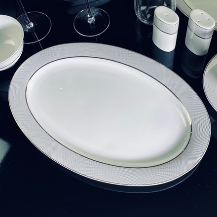 Lenardi 145-525 Овальное блюдо 35,5см СЕРЕБРЯНАЯ СИМФОНИЯ в под.уп.(х10)Костяной фарфор