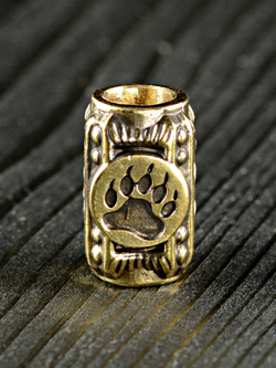 Бусина квадратная Медвежья лапа (печать Велеса) из латуни