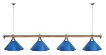 Лампа STARTBILLIARDS 4 пл. (плафоны золотые,штанга синяя,фурнитура золото)