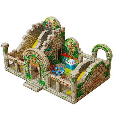 Коммерческий надувной батут «Храм сокровищ», 11×8,7×6 м, с двумя горками