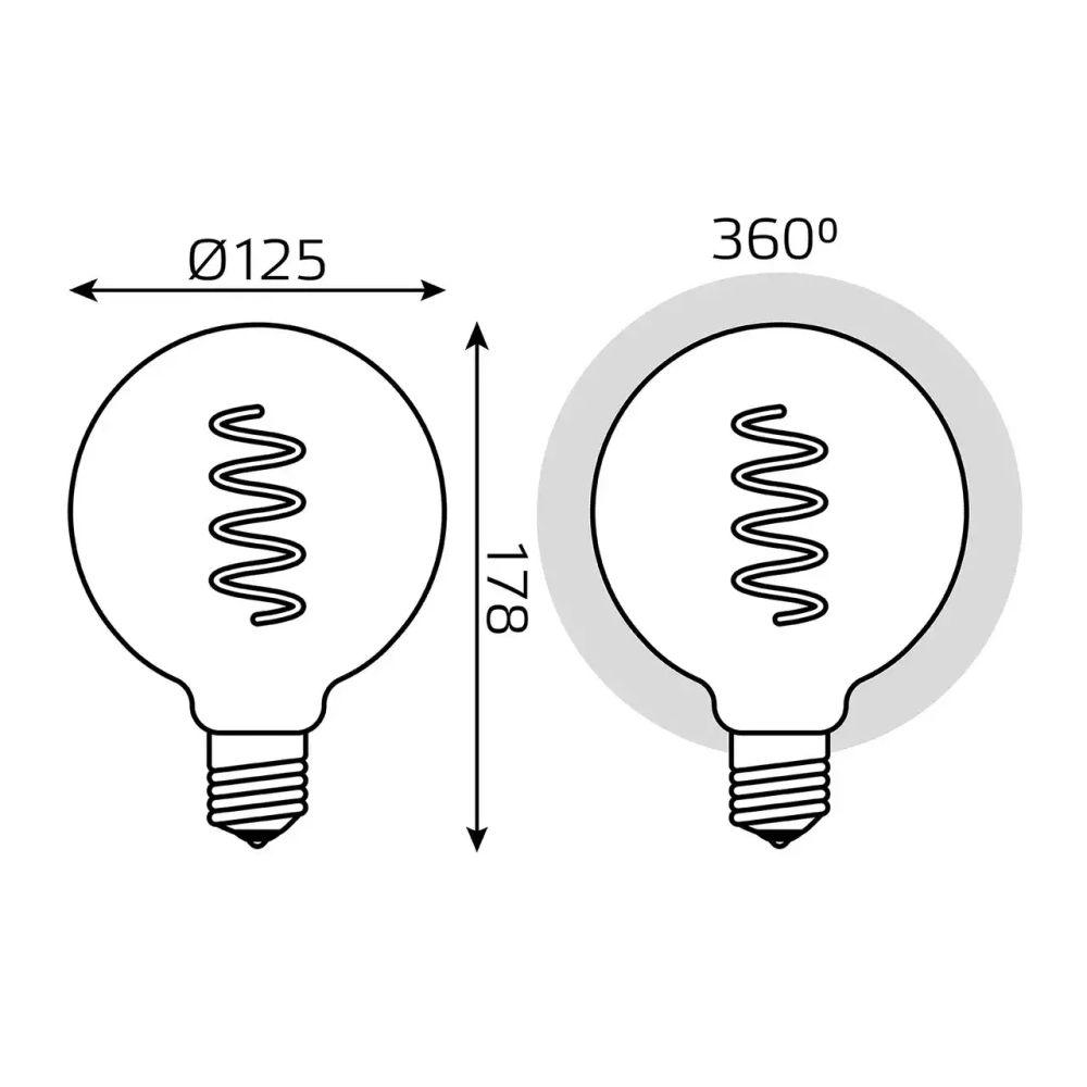 Лампа Gauss LED Filament G125 5W Е27 190lm 1800К sky blue flexible 1013802105