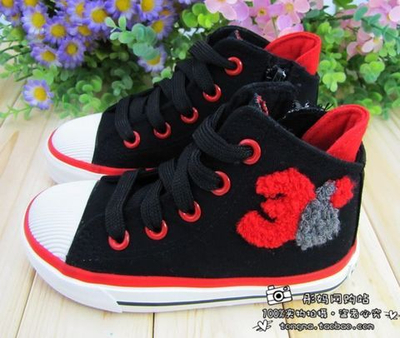 Кеды детские высокие с контрастной текстильной аппликацией