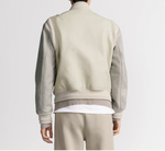 Мужской кожаный жакет Dior Varsity с вышивкой CD Icon, бежевый