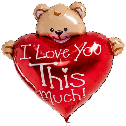 Фольгированный шар-фигура «Мишка с сердцем. I love you this much», 94 см