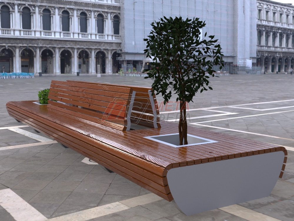 Скамья с 2-мя вазонами Nesso