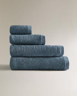 Zara Home - Гладкое махровое хлопковое банное полотенце (500 гхм2), голубой, 50х90 см