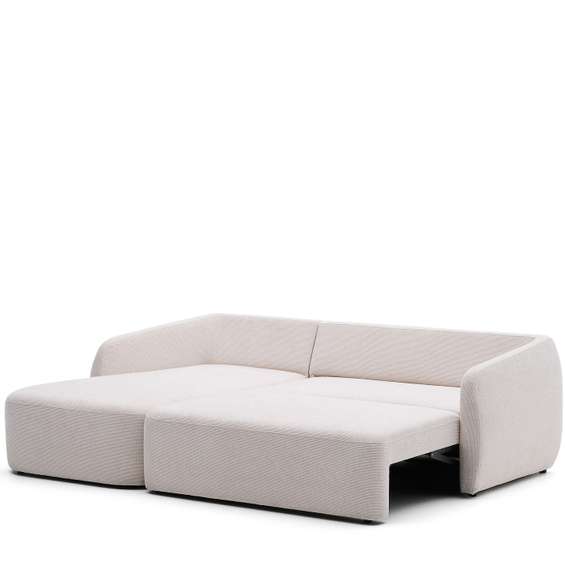 Трехместный диван-кровать Laira 246 см с левым шезлонгом, шенилл цвета экрю