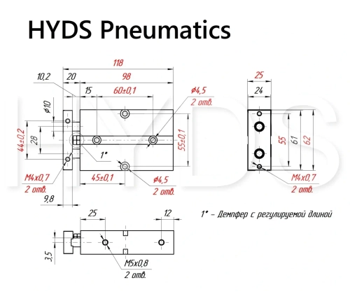 TN 20x40-S Пневмоцилиндр двухпоршневой