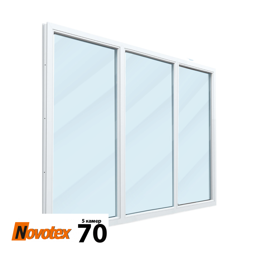 Пластиковое окно трехстворчатое 70 мм 5 камер 3 стекла