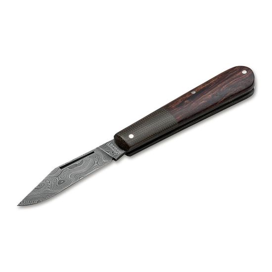 Складной нож Boker 100501DAM Barlow Integral Leopard-Damast c клинком из стали Balbach Damasteel, рукоять микарта / дерево (Iron wood)