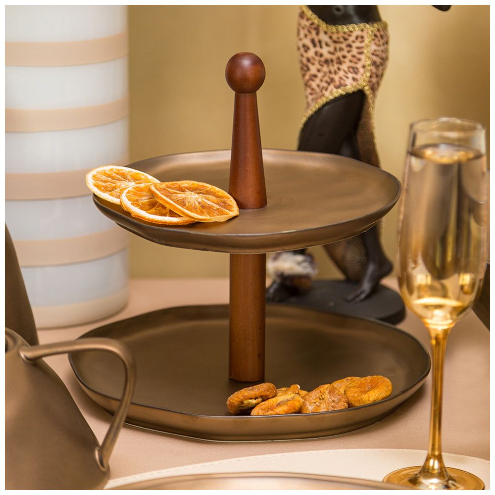 ВАЗА ДВУХЯРУСНАЯ BRONCO "BRONZE" 24,5*20,5 СМ (КОР=12ШТ.)