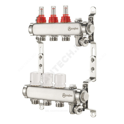 Группа коллекторная нержавеющая сталь 1" ВР/ВР 10 вых 3/4" НР под евроконус с расходомерами 9501 Aquasfera 9501-09