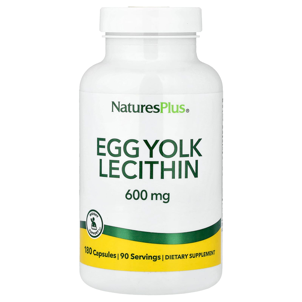 NaturesPlus, лецитин из яичного желтка, 180 капсул (300 мг в 1 капсуле)