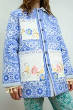 Куртка Soeurs Утепленная с Кружевными Карманами синяя