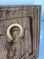 Освященная Икона Ангела Хранителя резная из дуба 17х14 см