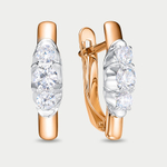 Серьги женские с фианитами из красного золота 585 пробы (арт. 1203023)
