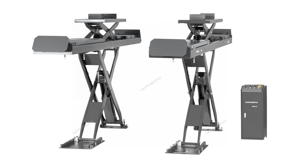 Подъемник ножничный для сход-развала 4,5 т, 380 В, 2 уровня, аварийное опускание, серый NORDBERG N635-4,5G_380_H