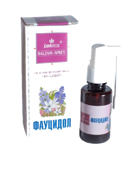 Бальзам-спрей Леккос Фауцидол при лечении различных воспалительных заболеваний горла и полости рта с эфирным маслом лемонграсса, 30 мл