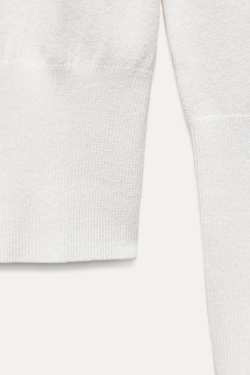 ZARA БАЗОВЫЙ ОДНОТОННЫЙ ДЖЕМПЕР, ЭКРЮ