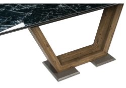 Стол на тумбе Иматра 140(180)х80х76 мрамор черный / черная шагрень