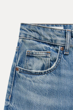 ZARA ДЖИНСЫ TRF WIDE LEG FULL LENGTH СО СРЕДНЕЙ ПОСАДКОЙ, ГОЛУБОЙ