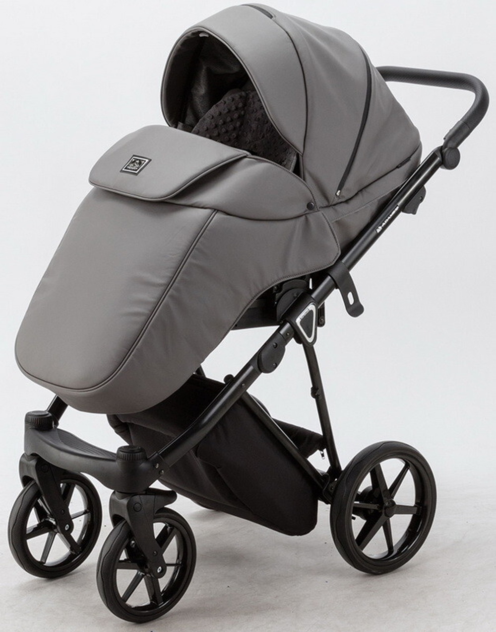 Детская коляска Adamex Porto Deluxe 2 в 1 PO-SA04 (СЕРАЯ.КОЖА)