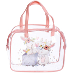 Косметичка прозрачная «MALINKA SHOP», зайки, цвет окантовки розовый, 20*16*8